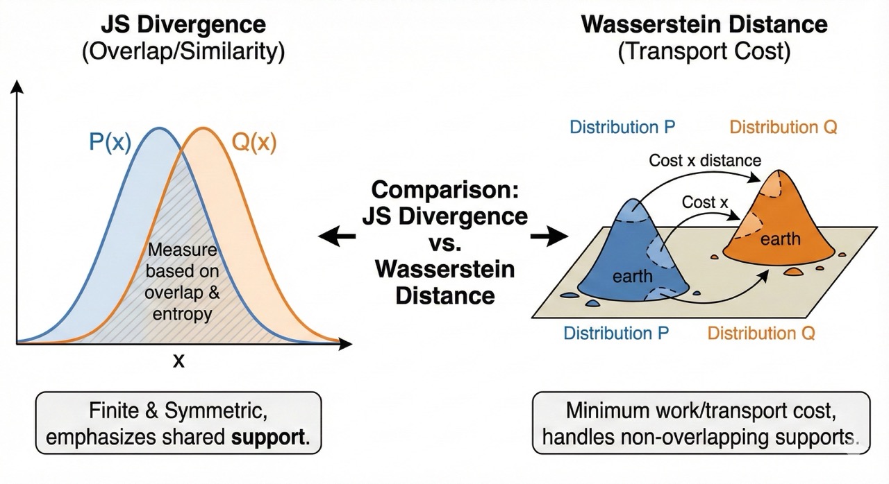 Diagram showing JS Divergence vs Wasserstein Distance